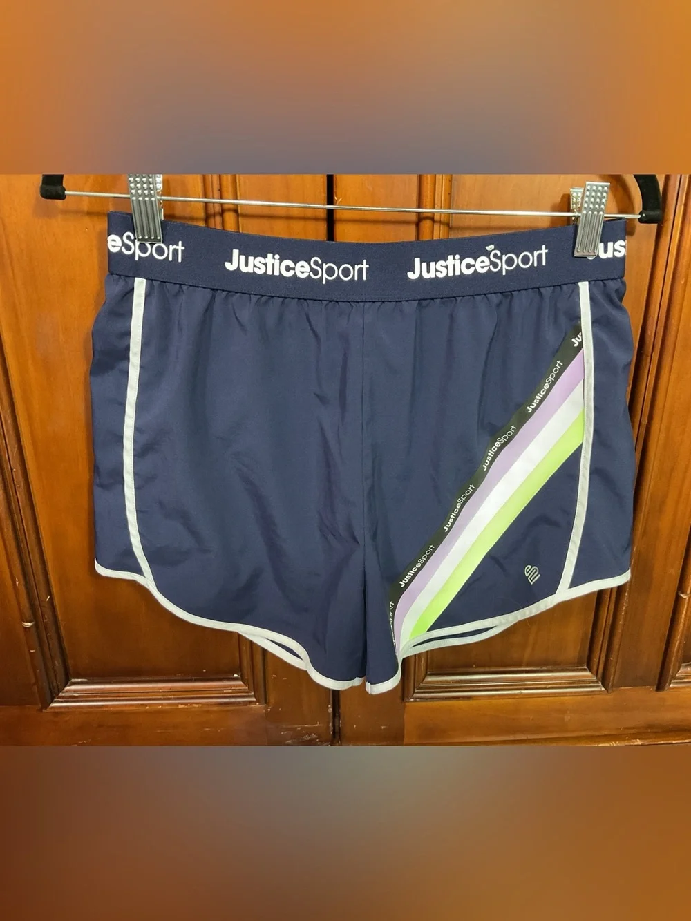 Justice Sport Girls Size XL 16/18 Lknw Athletic Shorts Solid Blue 3” Inseam Raci